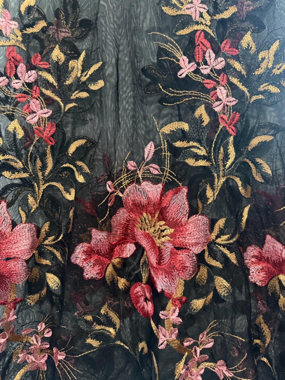 Antoinette Black Sheer Floral Embroidered Dress Mesh Overlay Boho Romantic M - Picture 10 of 10